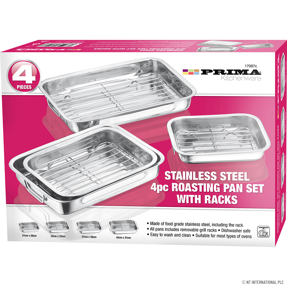 Ensemble de 4 rôtissoires en acier inoxydable de qualité supérieure avec grilles – Rôtissoires robustes pour des repas de fête parfaits