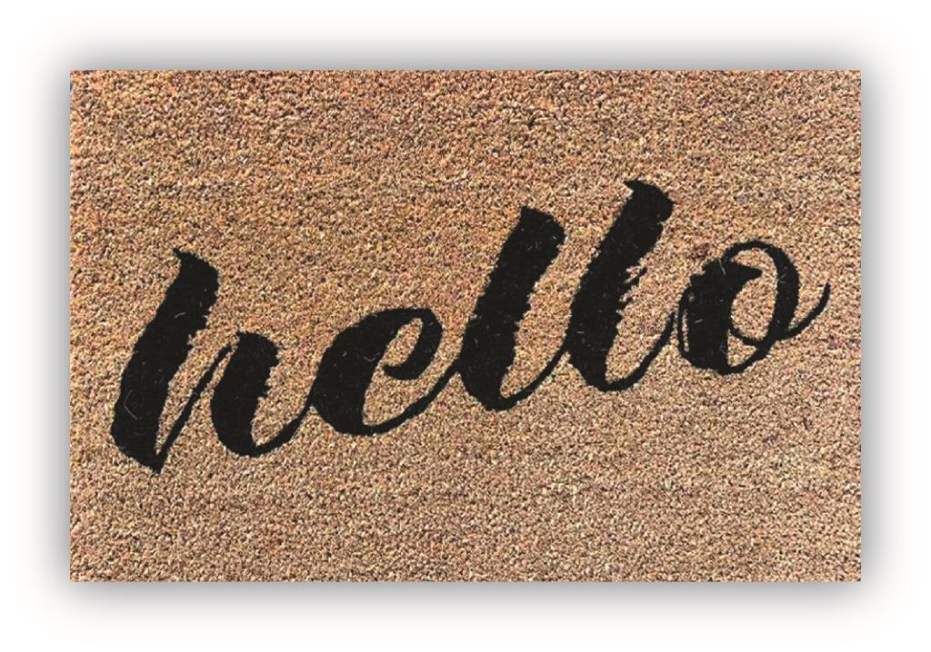 Paillasson en fibre de coco "Hello" - 40 x 60 cm | Paillasson élégant pour l'entrée et la décoration intérieure