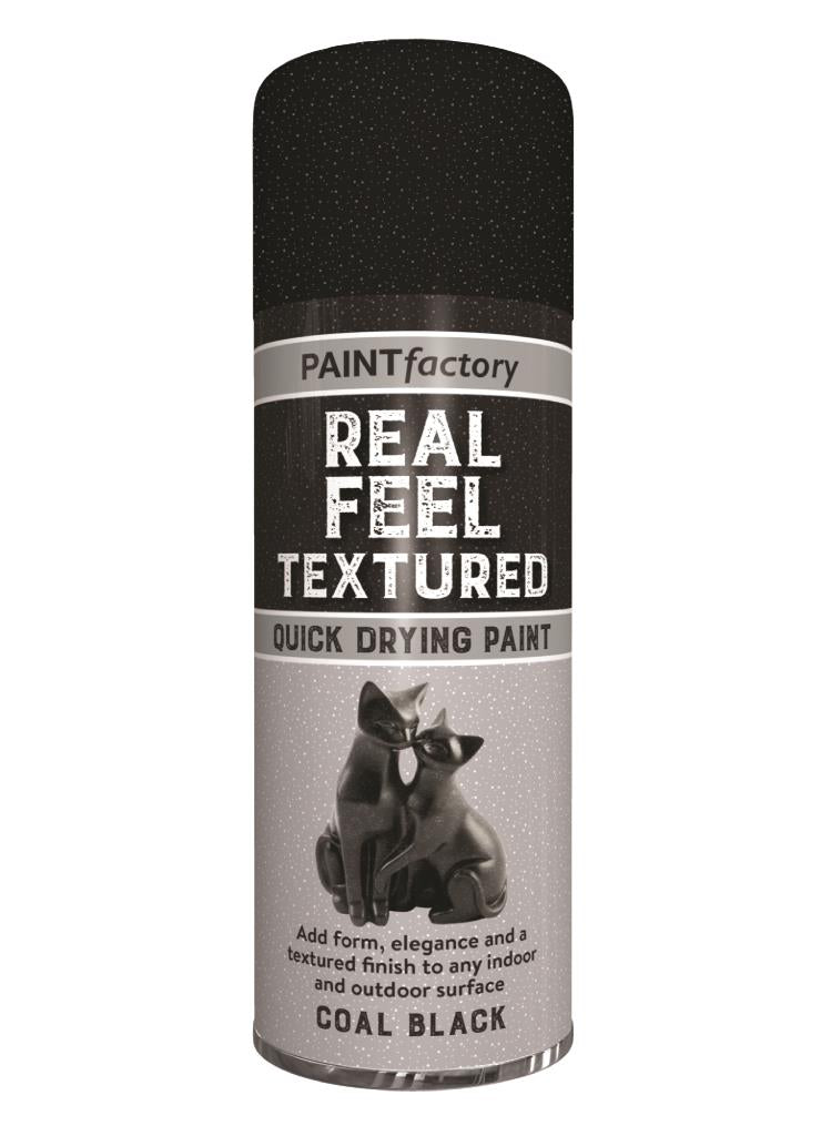 Peinture en aérosol noire effet texturé PF - Finition professionnelle, bombe de 400 ml, lot de 12 pour des créations variées