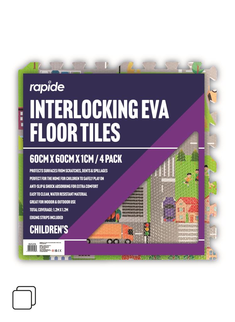 Tapis de jeu en mousse EVA pour enfants - Lot de 4, 60 x 60 cm, dalles emboîtables non toxiques pour un jeu sûr et amusant