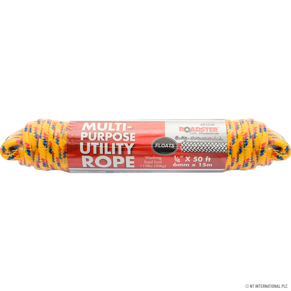 Corde utilitaire en polypropylène de haute qualité 6,35 mm x 15,24 m mâle/femelle - Câble utilitaire durable et polyvalent pour diverses applications - 15m