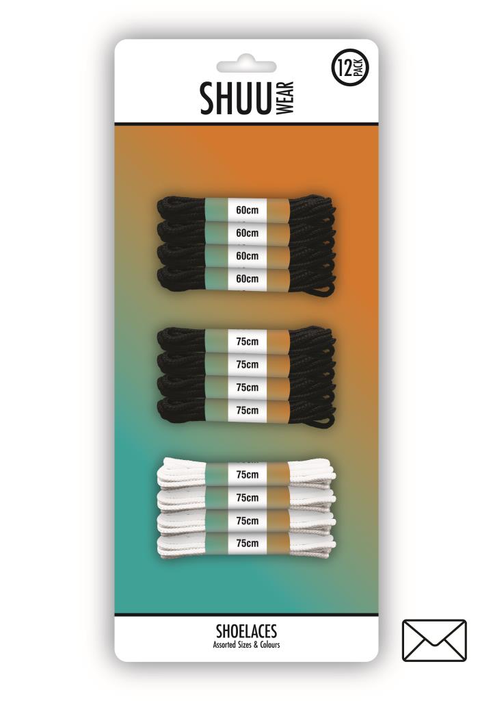 SHUU Lot de lacets – 12 lacets de qualité supérieure pour le style et la fonctionnalité