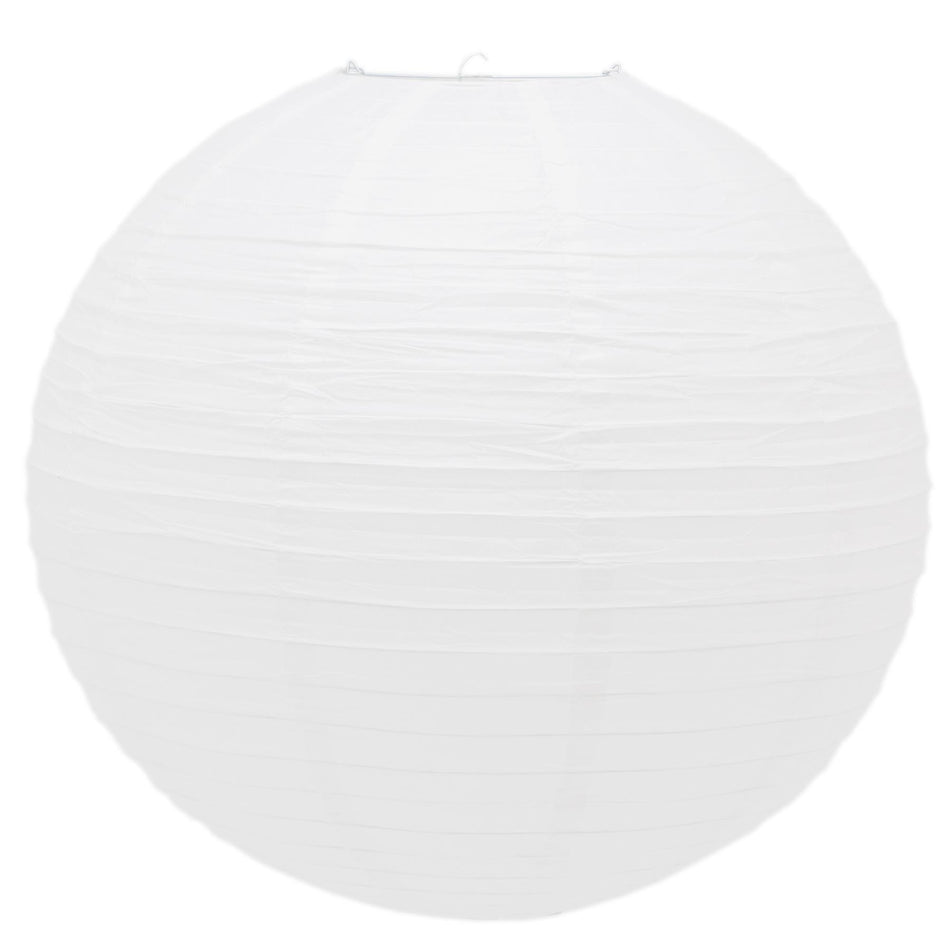50Cm White Paper Lampshade - Classic Bamboo Style Ribbed Paper Lantern Lamp Shade