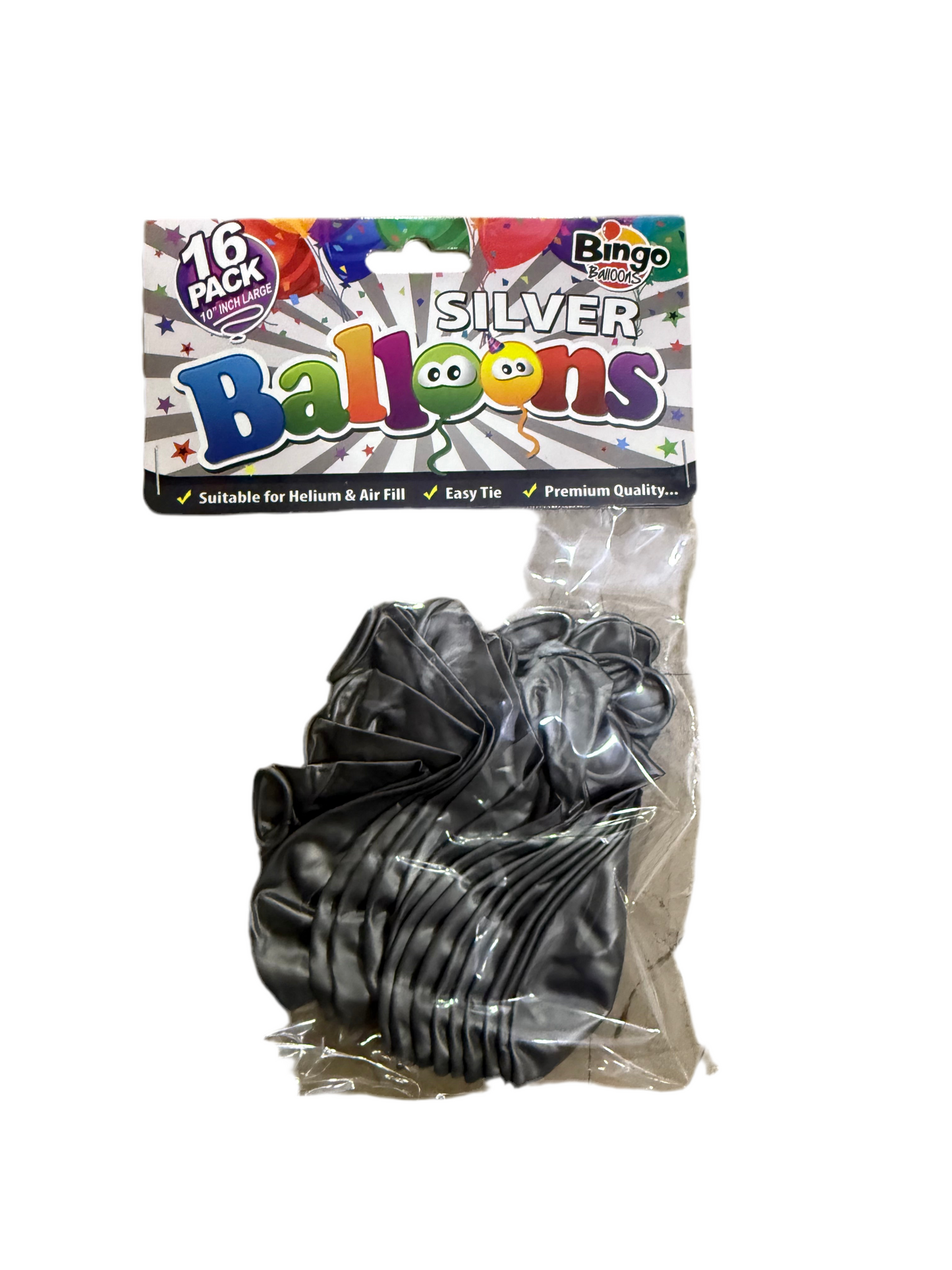 BINGO SILVER BALLOONS 16pack