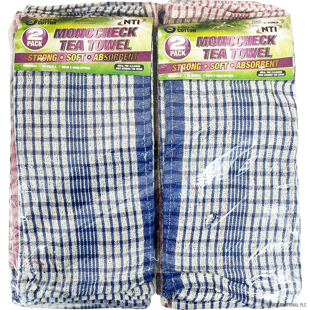 Lot de 2 torchons de cuisine de qualité supérieure, à motifs à carreaux monochromes et multicolores.