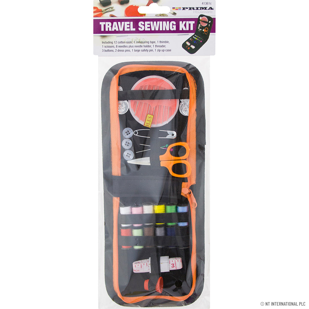 32pc Travel Sewing Kit in Stylish Black Zip Case