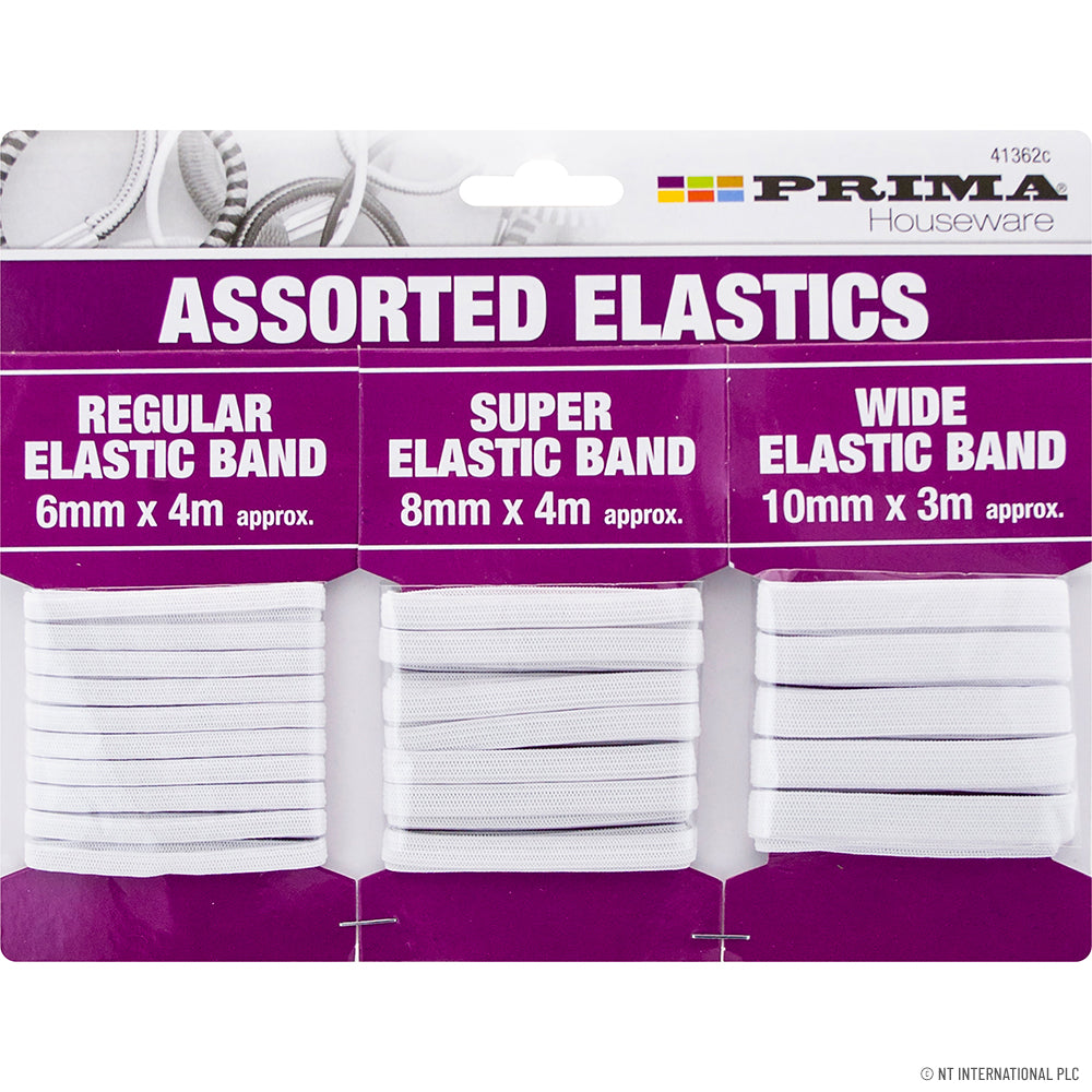 Élastiques blancs assortis polyvalents - 6mm, 8mm et 10mm
