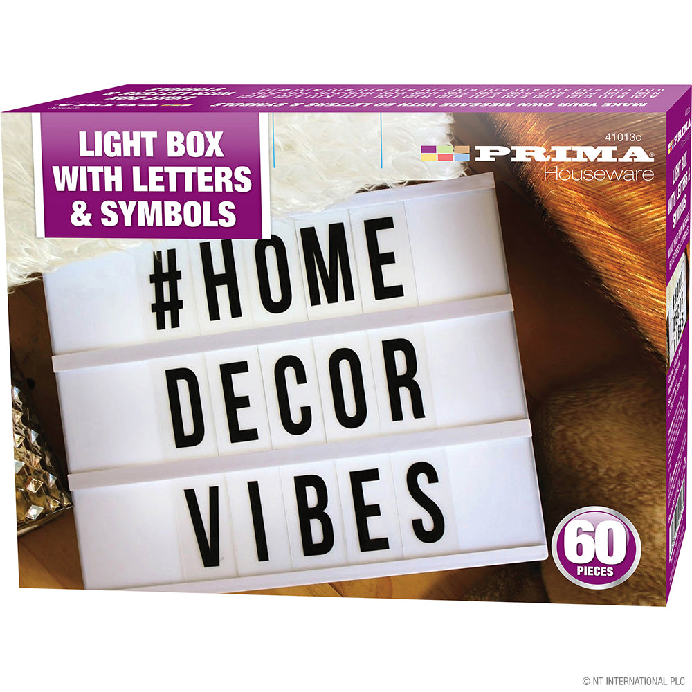 Boîte lumineuse LED avec 60 lettres et symboles