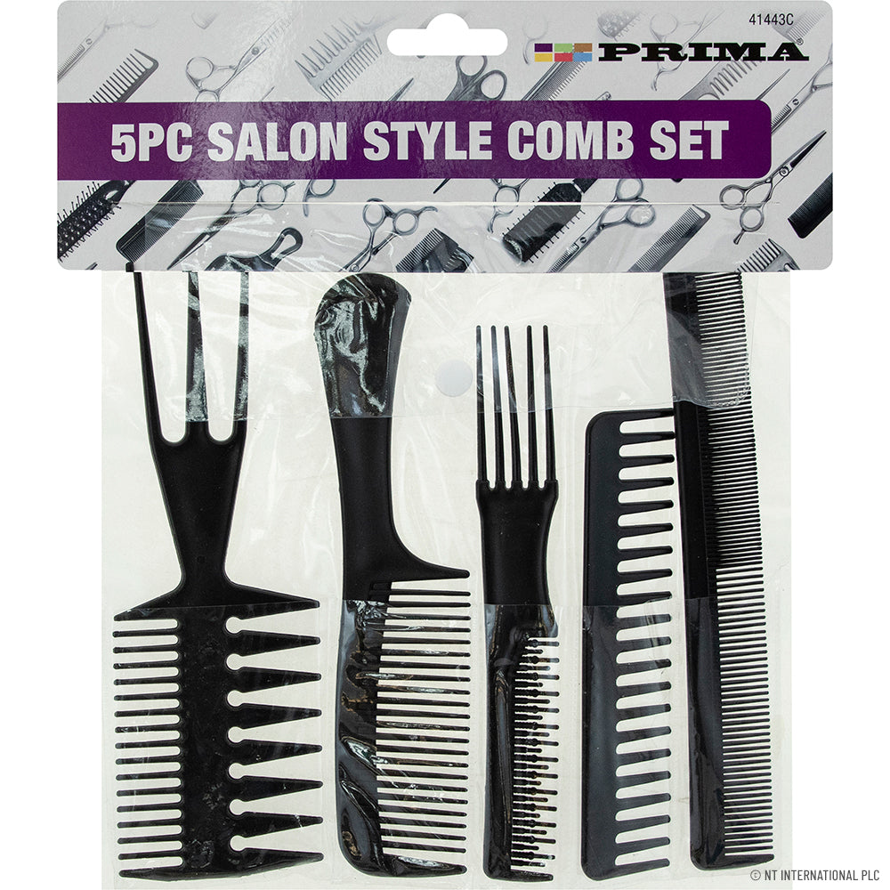 Lot de 5 peignes de coiffure professionnels noirs