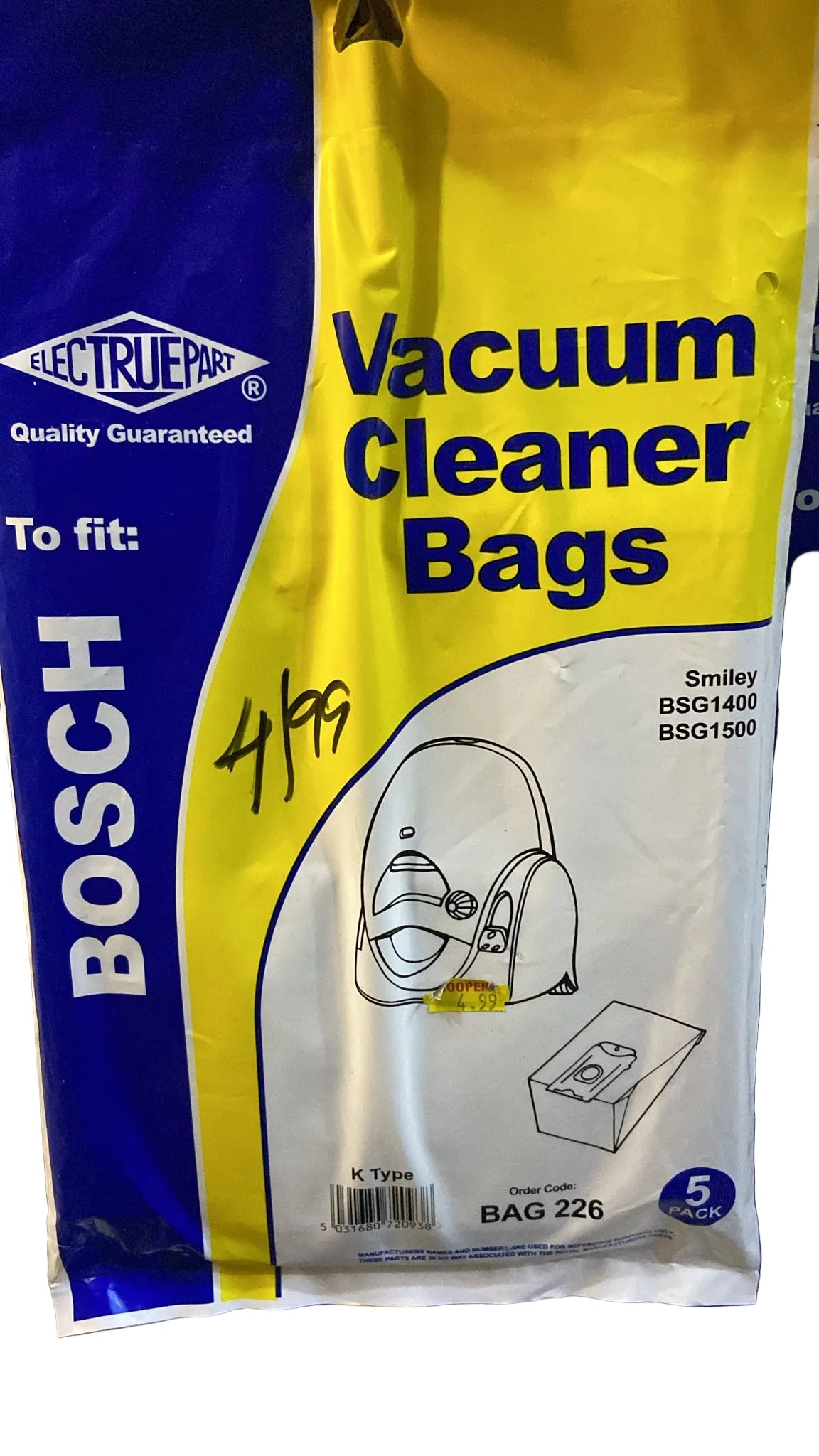Sacs pour aspirateur Bosch - Paquet de 5 - Sac 226
