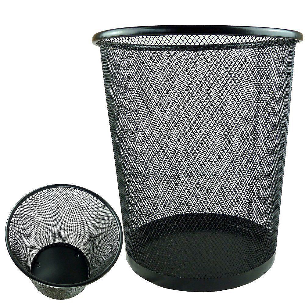 Corbeille à papier métallique noire de 25 cm, pour maison, bureau, chambre, robuste, 1 pièce