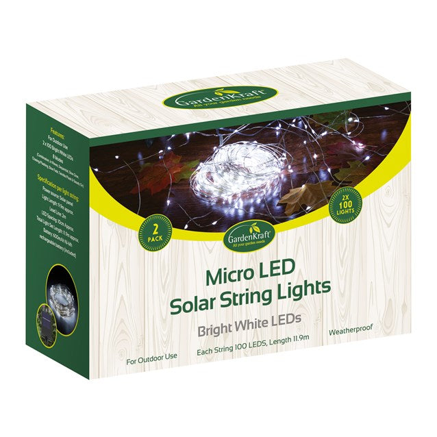 Guirlande Lumineuse Micro-LED Solaire 2Pcs-100 - Blanc Brillant