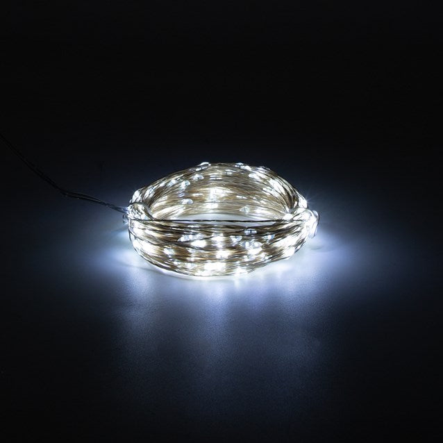 2 guirlandes LED solaires micro lumineuses-blanc vif