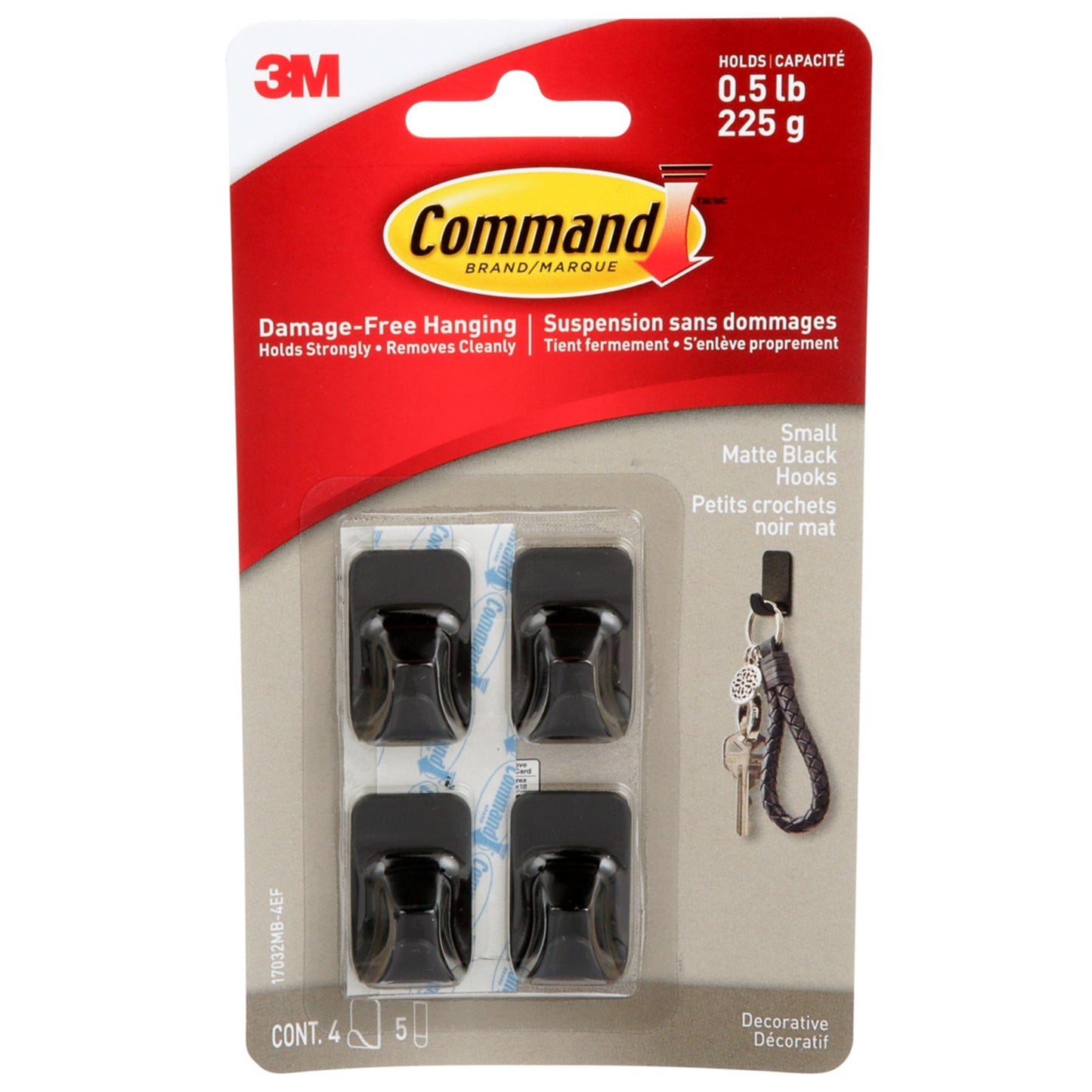Crochets noirs mats petits Command Damage Free 4 paquets