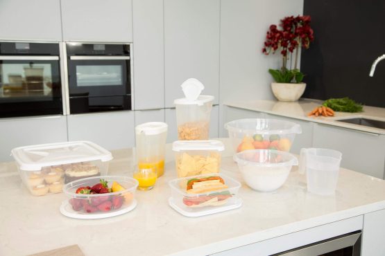 Boîte alimentaire rectangulaire 800 ml Cuisine & couvercle transparent/blanc givré