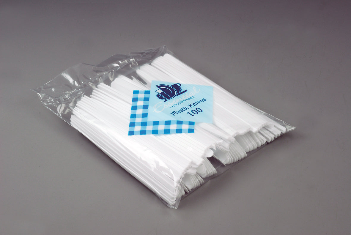 PLASTIC WHITE 100pk KNIVES 170mm