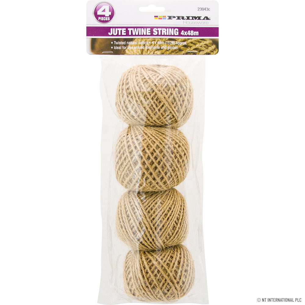 Lot de 4 bobines de ficelle en jute et coton – 48 m, Ficelle naturelle pour projets de bricolage