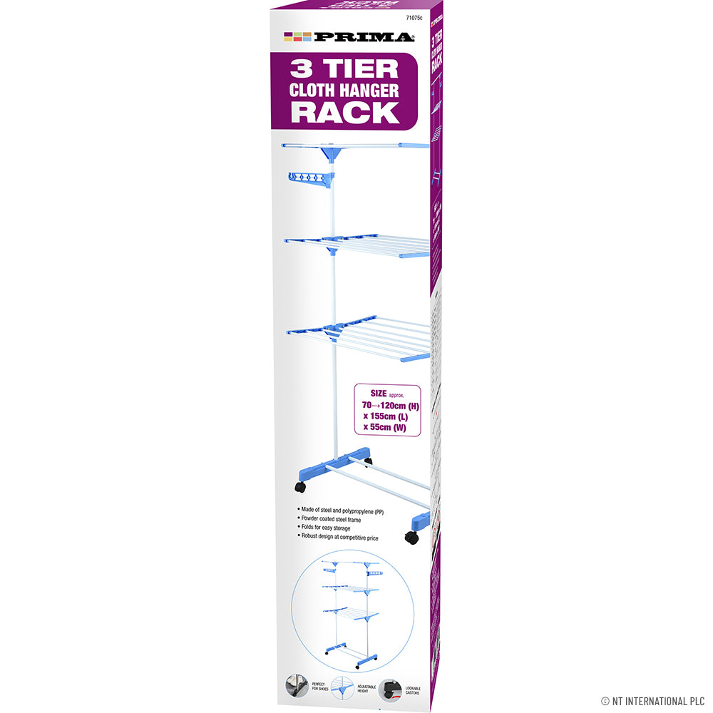 Séchoir à Linge Intérieur 3 Niveaux - Étendoir Efficace de 150cm x 64cm pour un Linge Frais