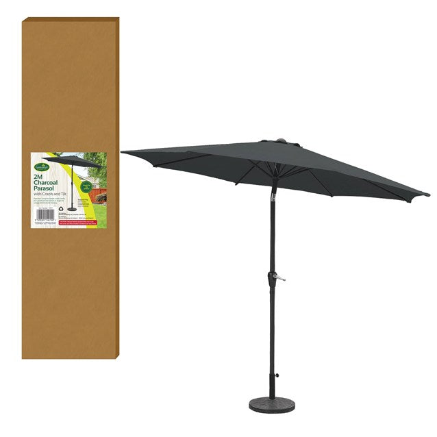 Parasol 2 M à manivelle et inclinable 6 baleines Anthracite