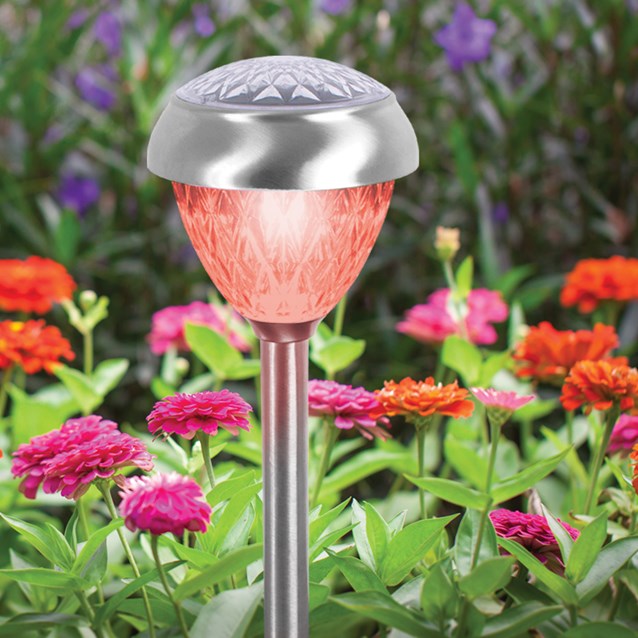 4pc Stainless Steel Colour Changing Solar Light