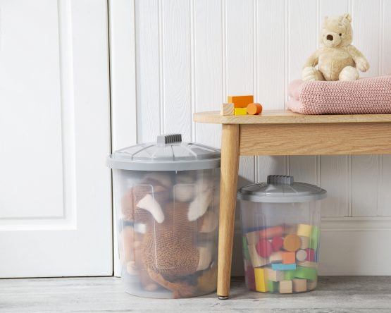Bac de rangement Fun Bin 8L avec couvercle Transparent/Gris froid