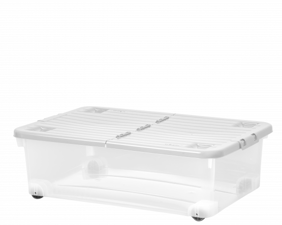 32L Box with Wheels & Folding Lid Clear/Cool Grey