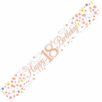 Bannière 18e anniversaire or blanc et or rose