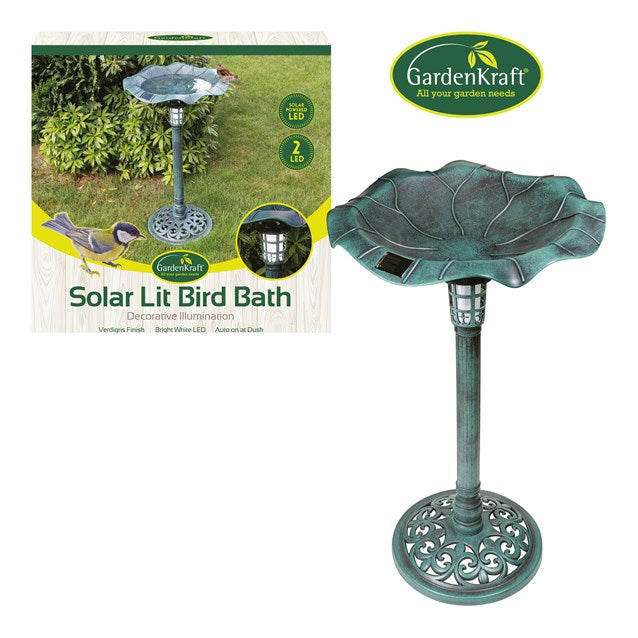 Bain d'oiseaux solaire illuminé