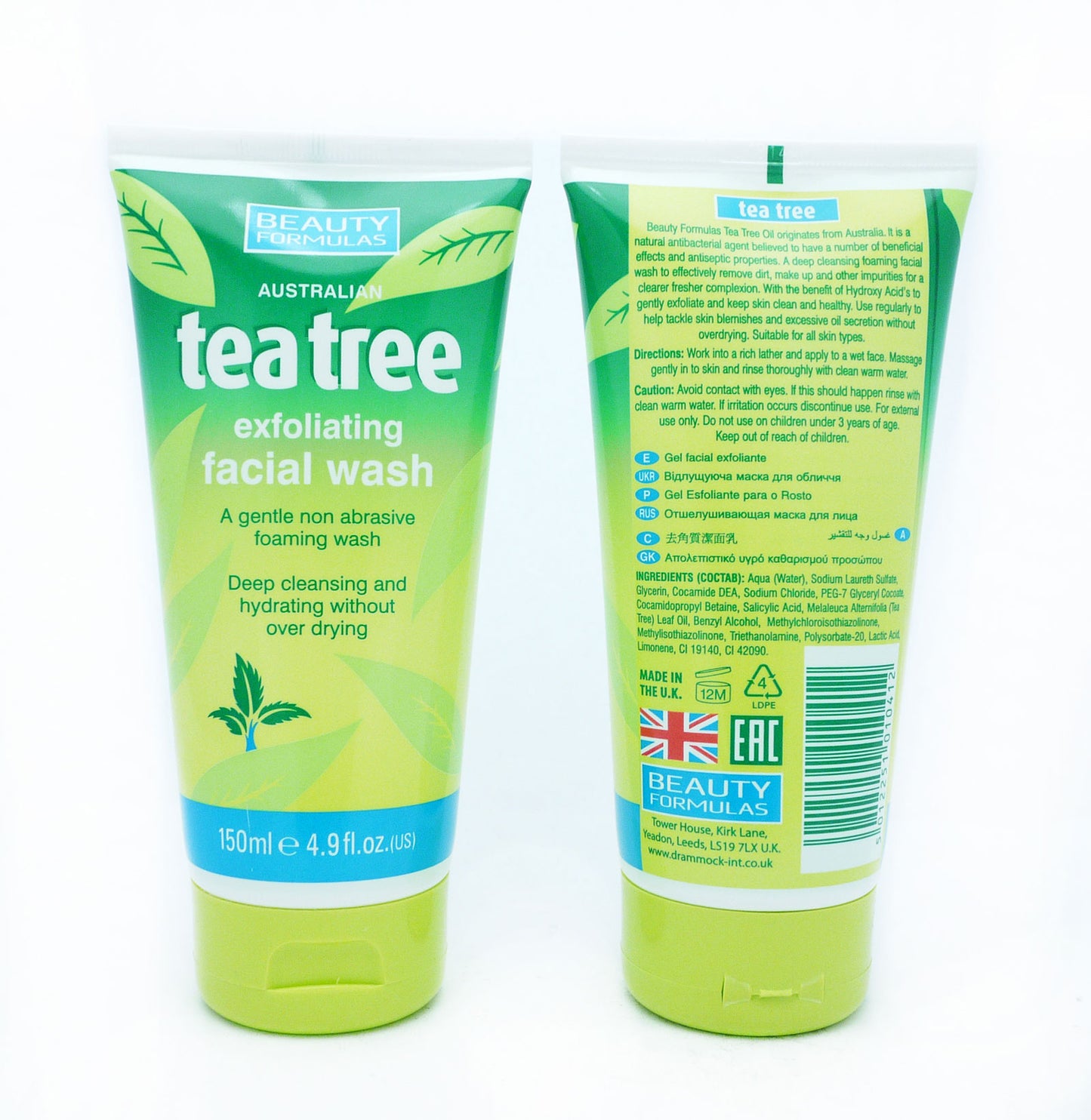 BEAUTY FORMULAS GEL NETTOYANT EXFOLIANT ARBRE À THÉ 150ML