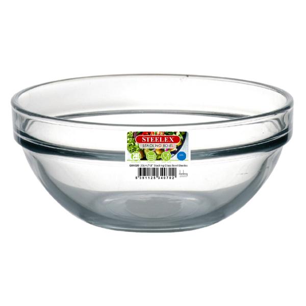 STEELEX 20cm GLASS STACKING BOWL 8"