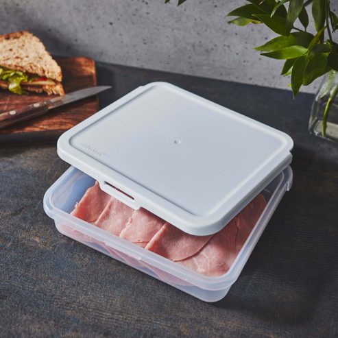 Boîte alimentaire 800ml rectangulaire transparente/blanche 4.01
