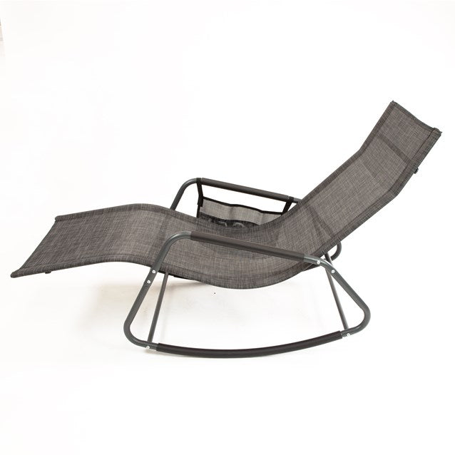 Chaise longue à bascule de jardin - Noir et gris