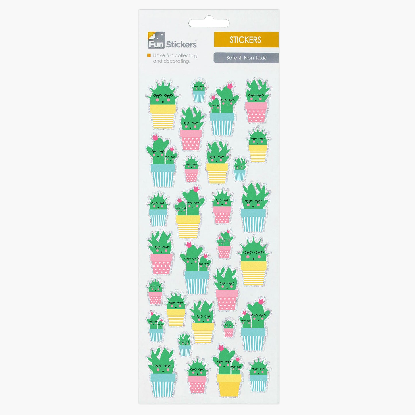 Fun stickers Plants, Cartoon Cactus, Cactus Friends, Faces, Plant Pots, Flowers, Multicolor