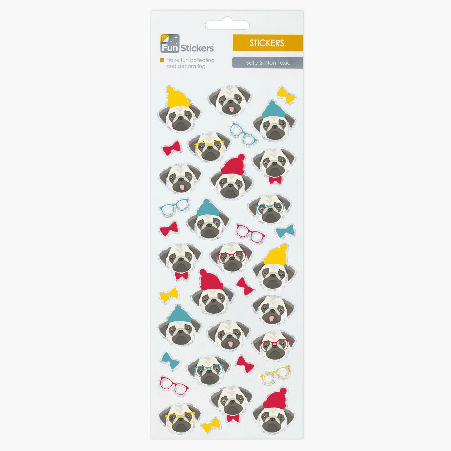 Fun Stickers Animals, Pets, Dogs, Puppies, Pugs, Dog In Hats, Glasses, Bowties, Funny Pugs