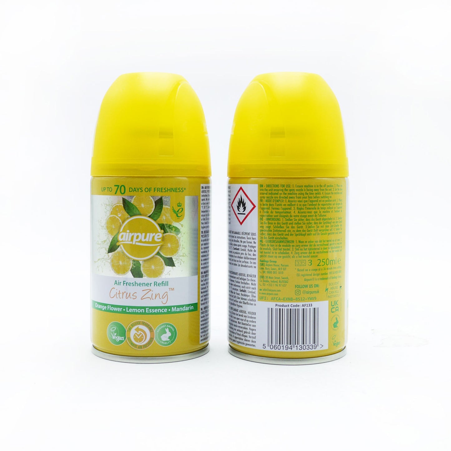 AIRPURE RECHARGE AUTOMATIQUE DÉODORISANT AGRUMES 250ML