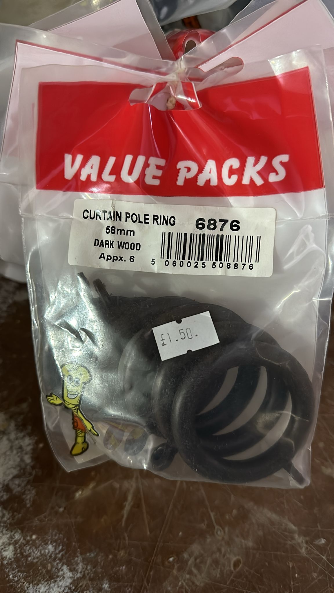 Enhance Your Décor 56mm Dark Wood Curtain Pole Rings