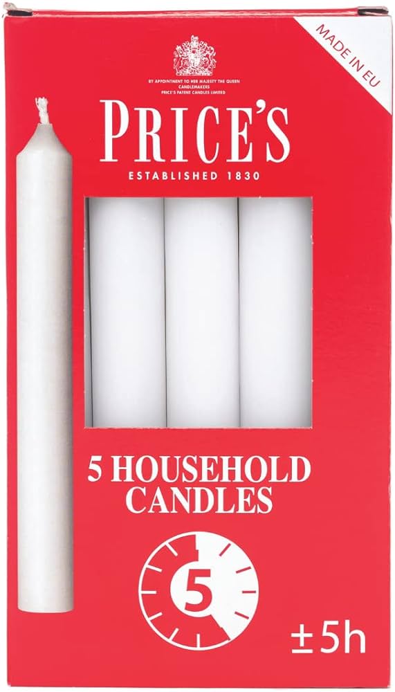 Prices 5-Pack Household Candles x12 in White