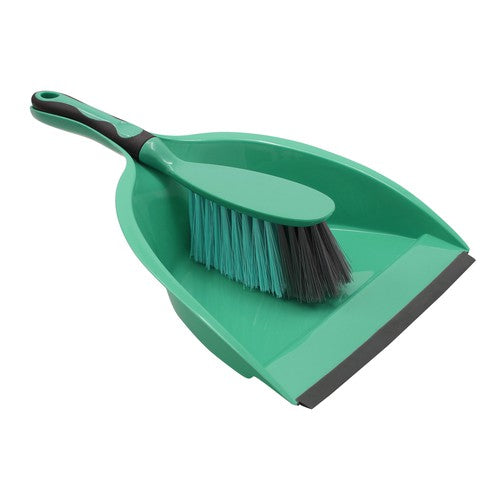 Ensemble pelle et balayette JVL Turquoise avec poignée en caoutchouc