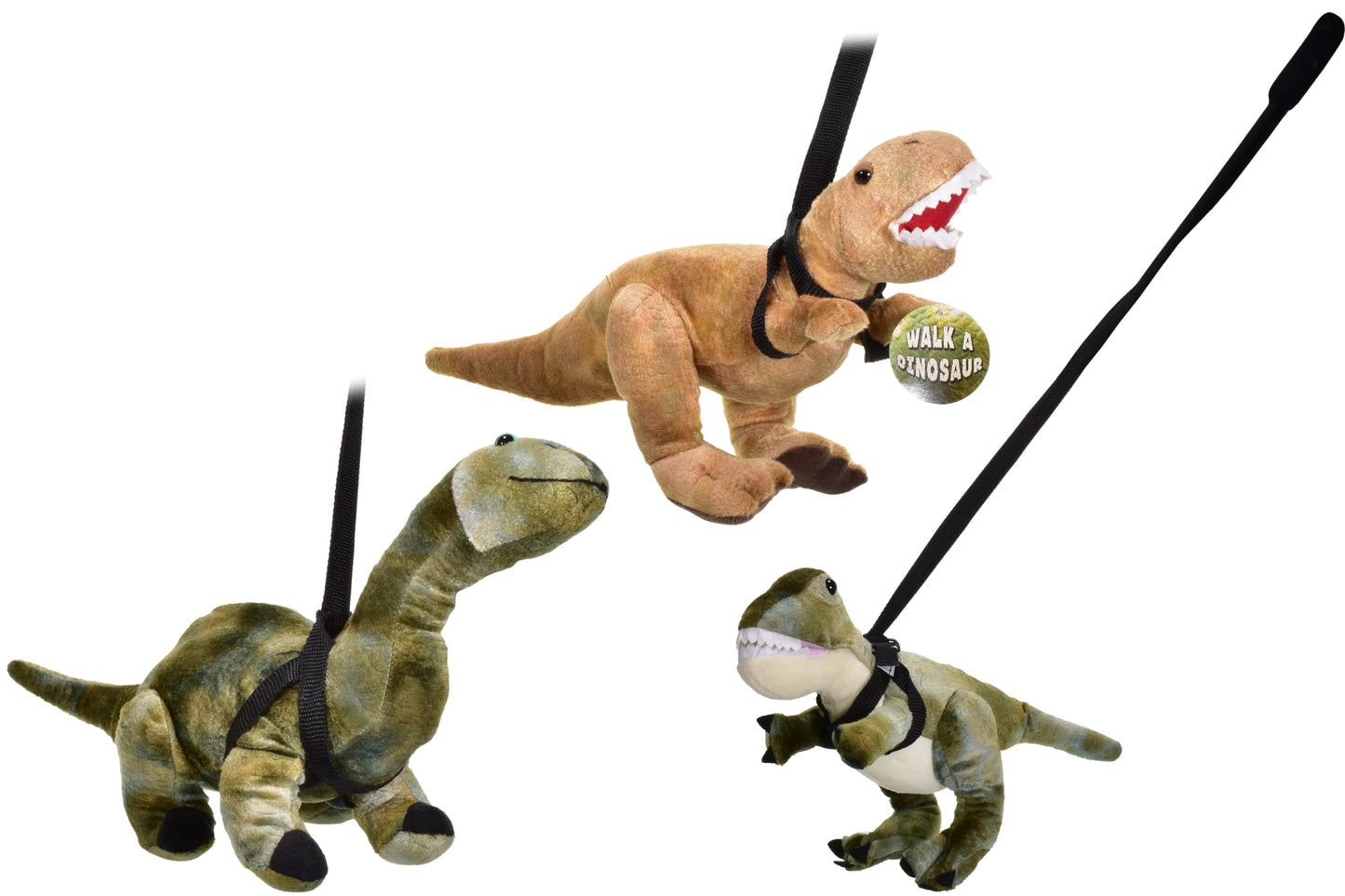 Adorable dinosaure en peluche avec laisse