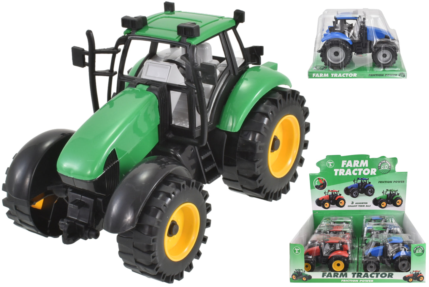 Le meilleur assortiment de tracteurs en plastique à friction Boîte de présentation incluse