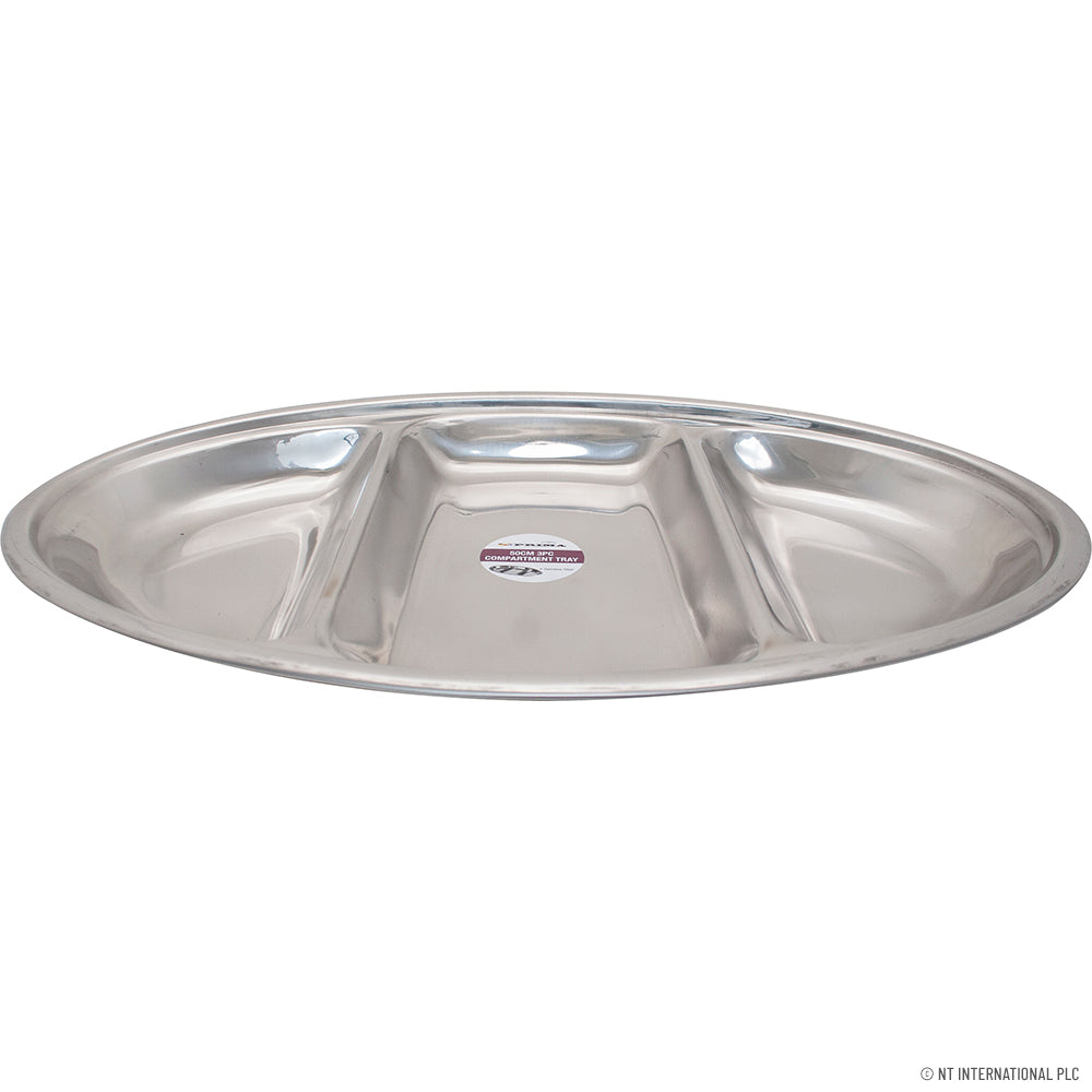 Plateau en acier inoxydable à 3 grands compartiments - Solution de rangement de cuisine de 50 cm