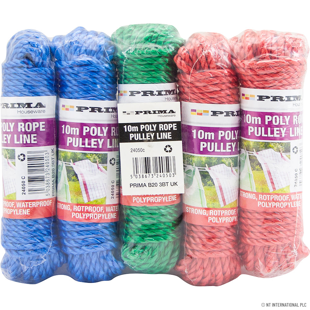Corde à linge résistante en polypropylène de 10 m (Paquet de 5) | Achetez les meilleures cordes de qualité