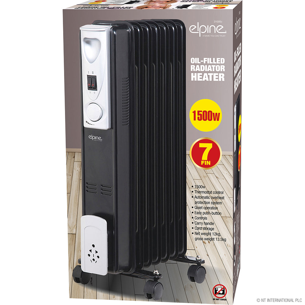 Radiateur à bain d'huile 11500W 7 éléments, efficace, élégant et noir - Restez au chaud et confortable tout l'hiver.