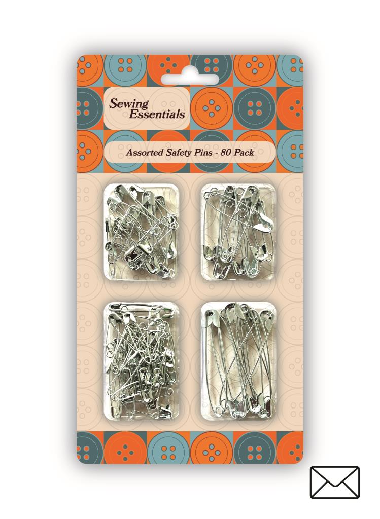 Épingles de Sûreté Assorties Premium – Paquet de 80 – Fournitures Artisanales Polyvalentes pour la Couture, le Matelassage et l'Usage Quotidien