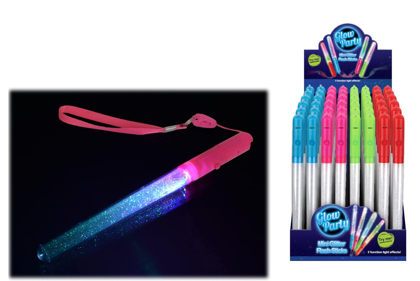 Sparkle Everywhere with Mini Glitter Flash Sticks! 4 Assorted Colors