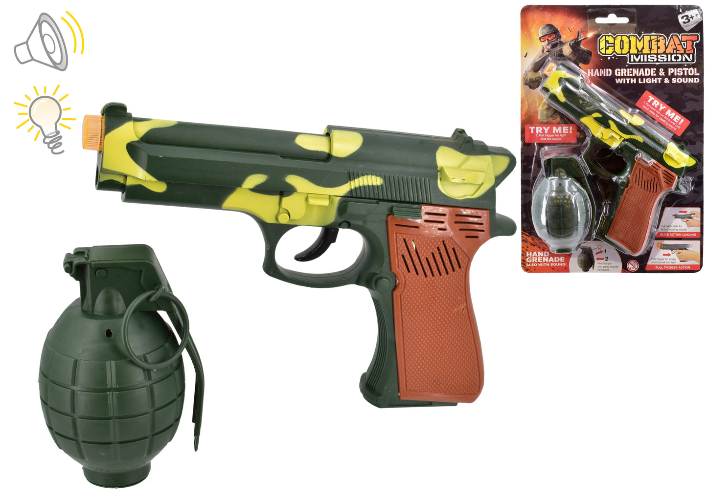 Grenade et pistolet avec effets lumineux et sonores - Des jouets réalistes pour des jeux captivants