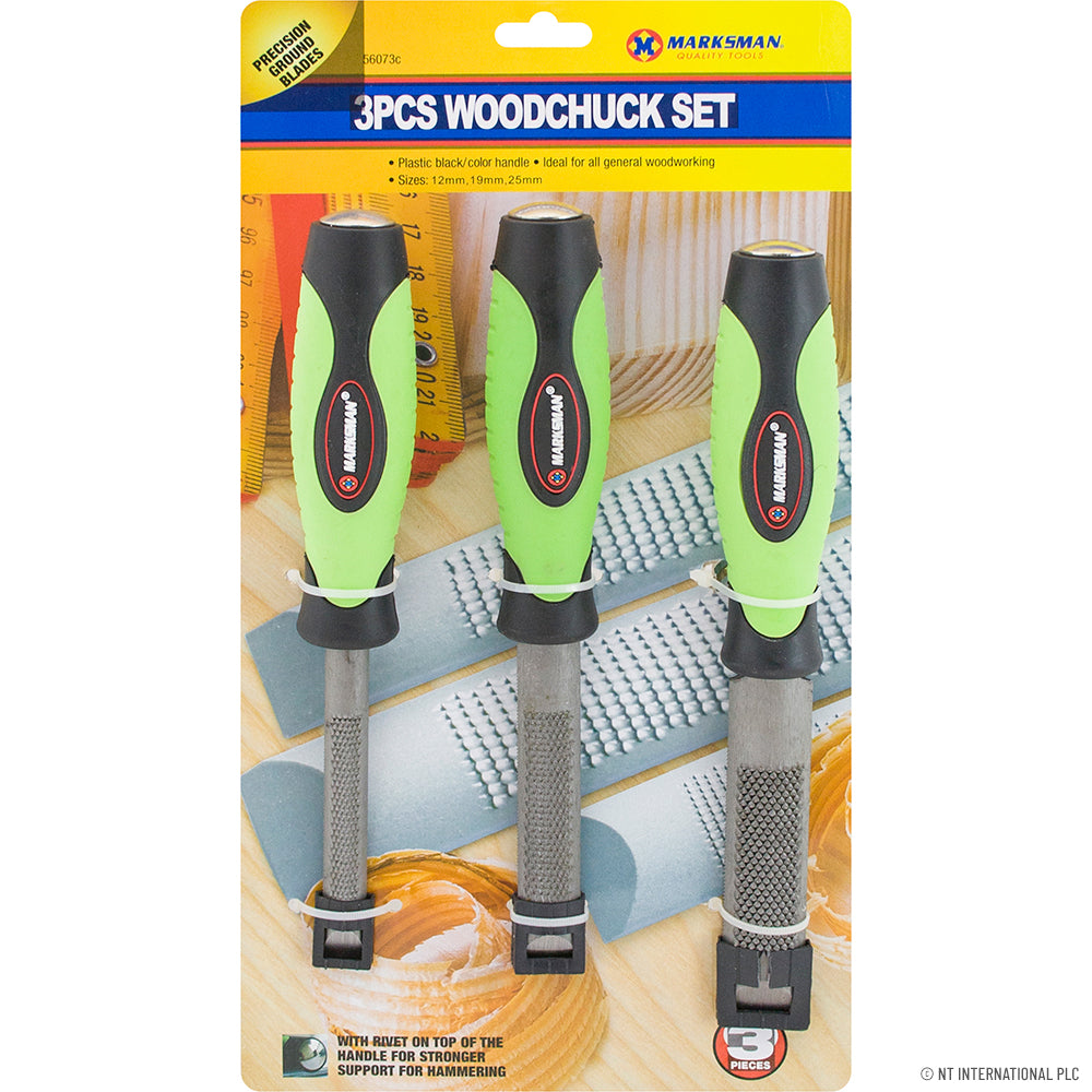 Jeu de ciseaux à bois haut de gamme 3 pièces Woodchuck - Précision artisanale pour le travail du bois (12mm, 19mm, 25mm)