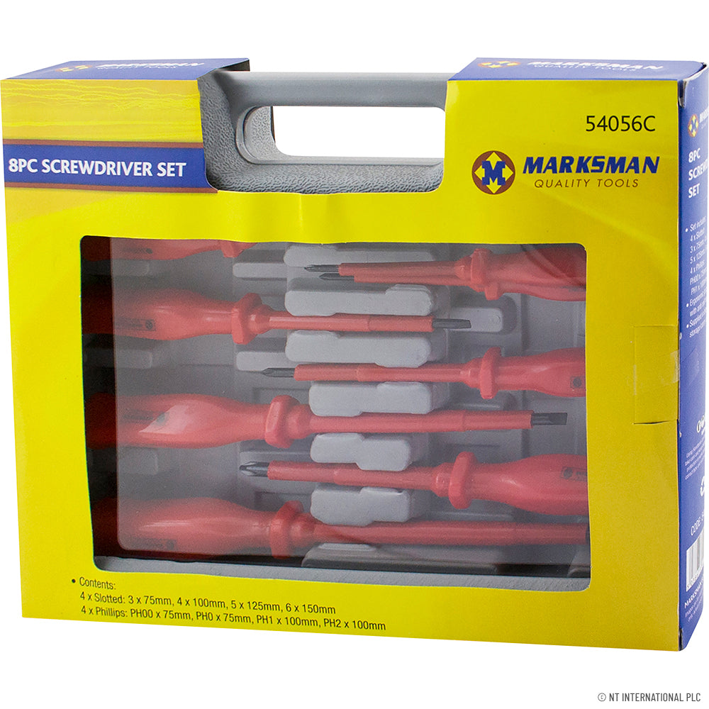 Jeu de tournevis isolés 8 pièces avec mallette de transport – Outils essentiels pour le travail de précision