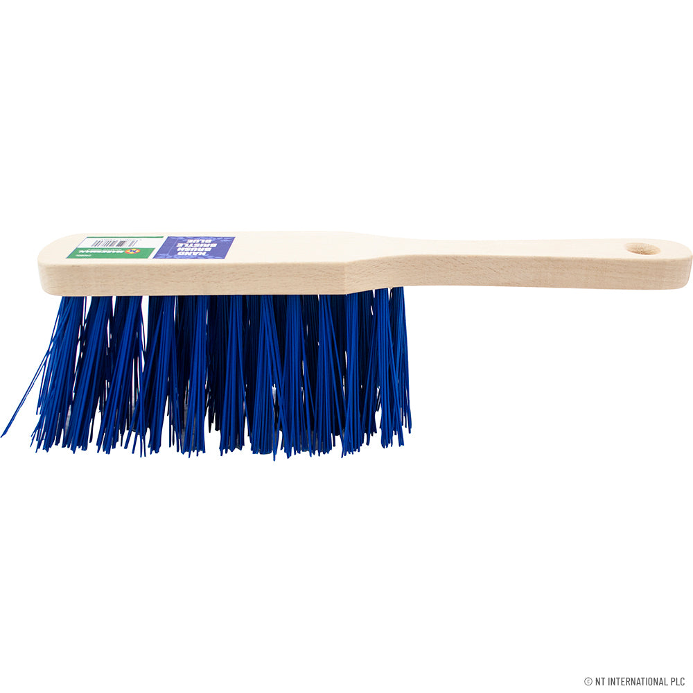 Brosse à main synthétique bleue de 28 cm - Outil de nettoyage efficace.