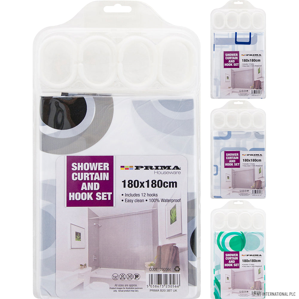 Rideau de douche imprimé premium 180 x 180 cm - Sublimez la décoration de votre salle de bain.